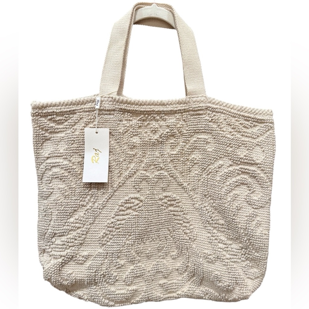 NWT RAJ-Anthropologie Textured‎ Chenille Tote – Cream Pattern